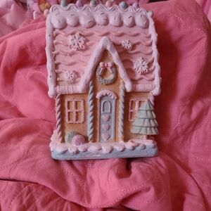 Pastel christmas pink gingerbread house